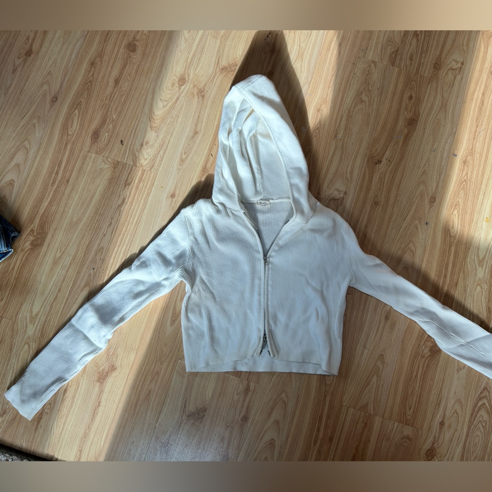 brandy melville double zip cropped hoodie